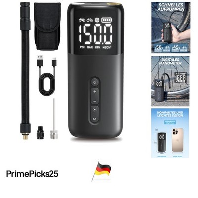Elektrische Fahrradpumpe 150PSI Akku Mini Luftpumpe mit Digitaldruck, für Ren...