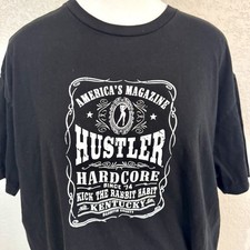 Vintage Y2K Hustler Mens Large Black Vertical Hardcore Graphic Tee T Shirt