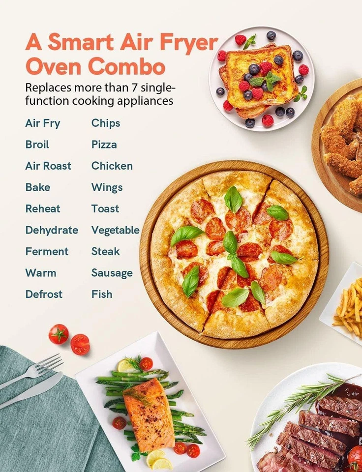 Mini Backofen mit 18 Modi, 1600W Air Fryer Edelstahl Schwarz Involly AF150ID 15 - Bild 2 von 4