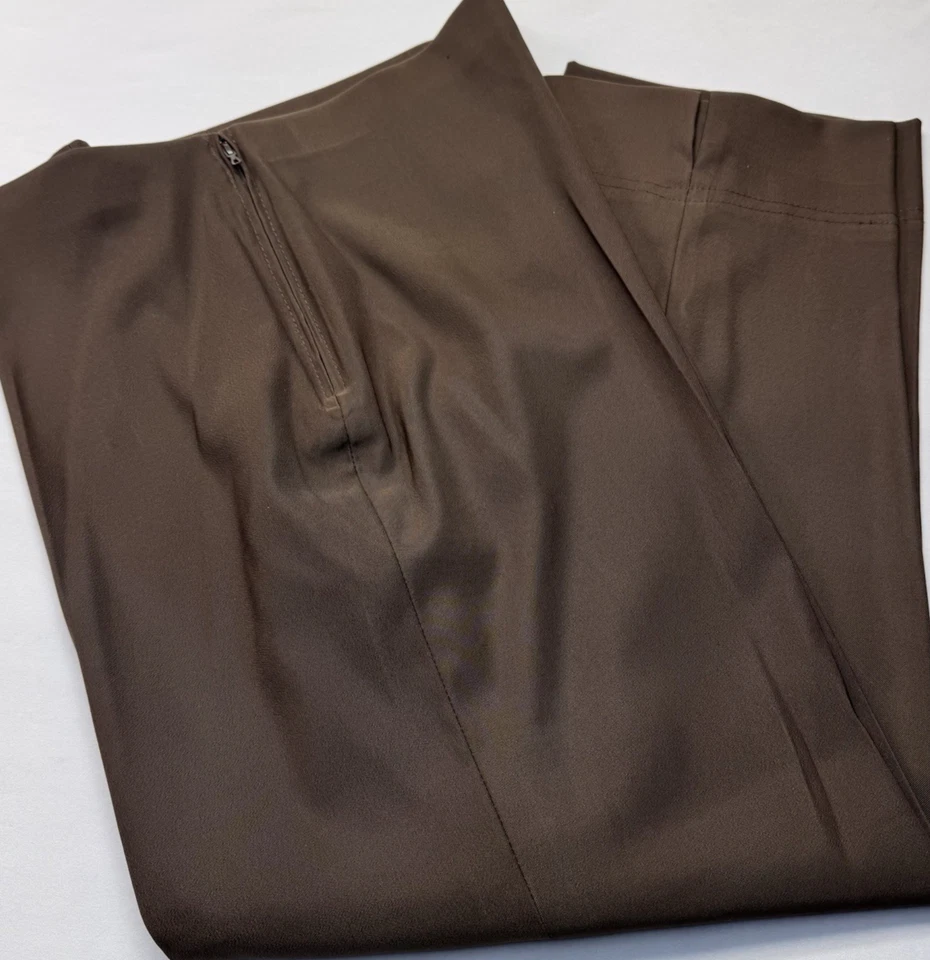 Lauren Vidal Straight Cropped Side Zip Sz T6 12/14 Chocolate Brown Pants Slacks - Image 2 of 4