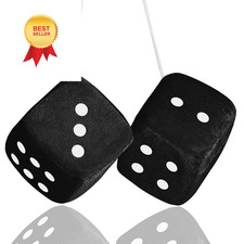 Wllhyf Fuzzy Plush Dice Pair Of Black Hanging Soft Dice With