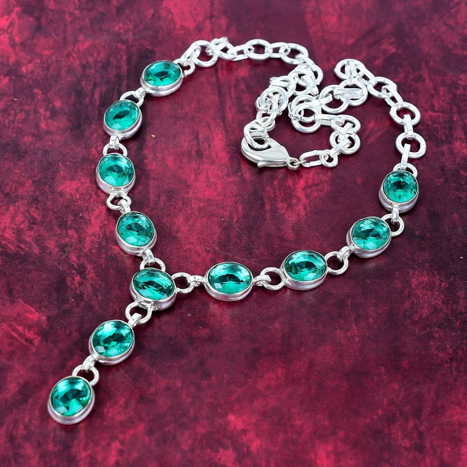 Indicolite 碧玺宝石手工 925 纯银珠宝项链 — 第 4/4 张图片