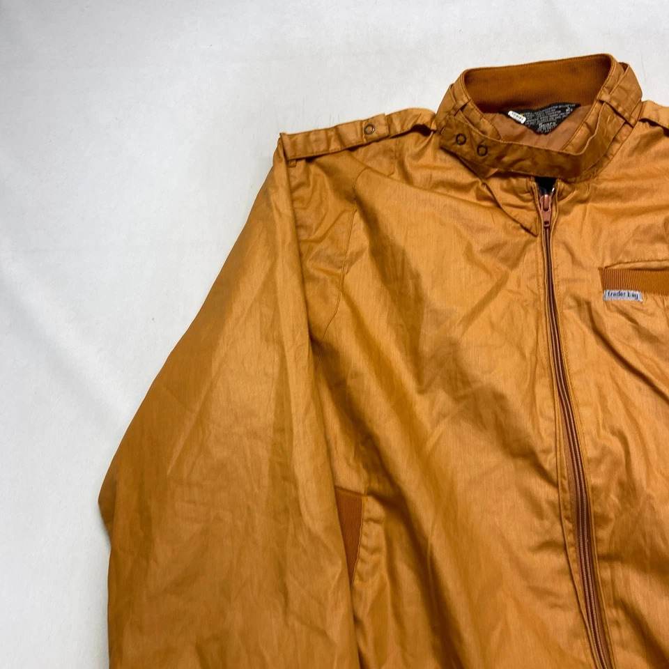 Trader Bay Bomber Jacket Men's Large Brown Cotton Pockets Full Zip Long Sleeve - Image 4 of 4