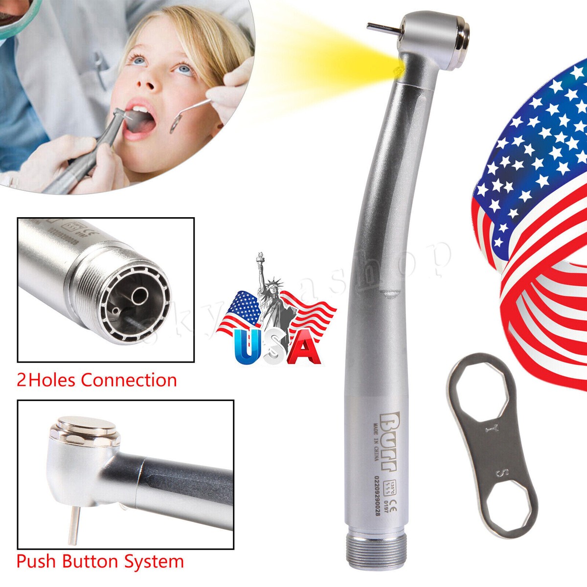 E-generator Pieza De Mano Dental Alta Velocidad LED Pulsador Cabezal