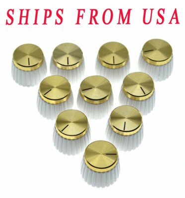 10* Guitar Amplifier Knobs White with Gold Cap Push-on fits Marshall Amplifier