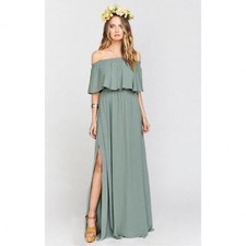 Show Me Your Mumu Hacienda Green Off Shoulder Maxi Dress size Small