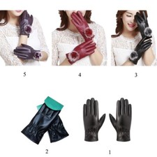 Cycling Gloves Fleece Lining Driving Gloves Women Men Leather Gloves