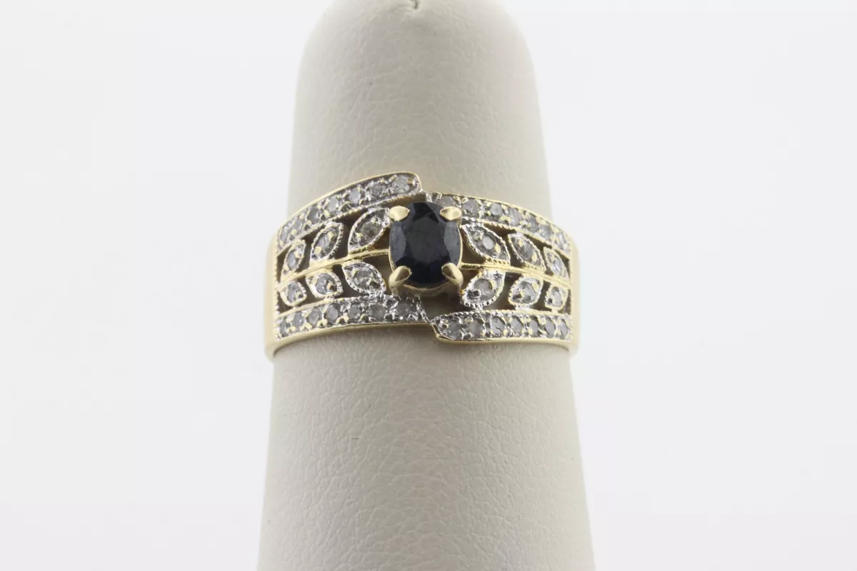 Samuel Aaron THL 14K Yellow Gold Sapphire Diamond Leaf Design