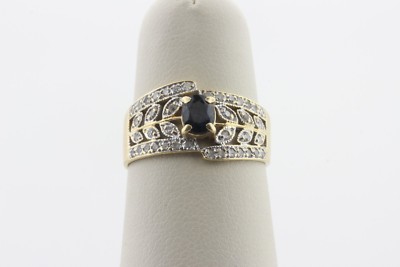Samuel Aaron THL 14K Yellow Gold Sapphire & Diamond Leaf Design