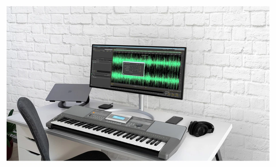 Keyboard 61 Tasten Digital Piano Sounds Rhythmen Lernfunktion Musik USB LCD grau - Bild 2 von 4