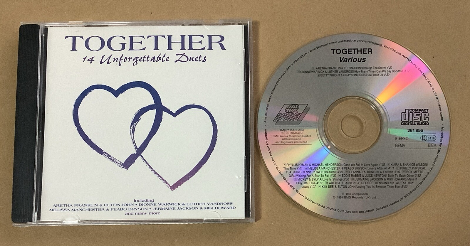 Together Duets CD Clannad Elton Kiki Jermaine Jackson Aretha Franklin Bono Peabo