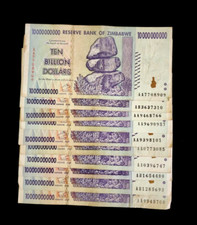 10 pcs x Zimbabwe 10 billion Dollar banknotes-2008 AA or AB prefix