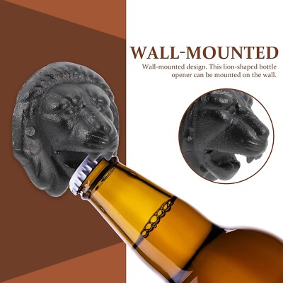 Cast Iron Wall Mounted Lion Head Bottle Opener Kitchen Pub Bar Beer Opener NEW