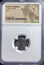NGC Oretani People Ancient Celtic Iberian Coin 150BC-100BC Rare Bull Castulo