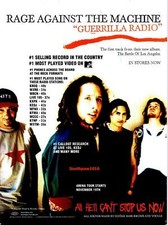 1999 Rage Against The Machine "Guerrilla Radio" Release Trade Promo Reprint Ad