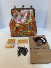 Patricia Nash Leather Novella Frame Kiss Lock Bag NWT Orange Paradise Bird Purse