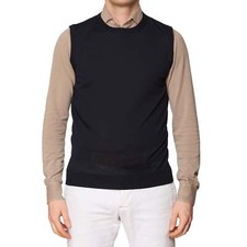 ONES Navy Blue Loro Piana Wool Knit Sweater Vest EU 50 NEW US M