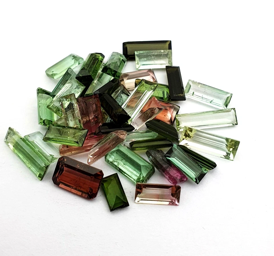 Lote de 20 piedras preciosas sueltas corte baguette de turmalina multi natural 2*4-4*8 mm 10 ct Foto 2 de 4
