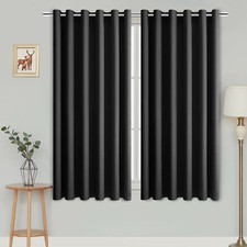 Thermal Blackout Curtains Ring Top Bedroom Kitchen Short Window Curtain Pair UK
