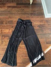 Splendid Womens tie around waist Pant Wide Leg Pull On size Small black