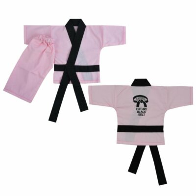Playwell Baby Säugling Taekwondo Anzug Rosa TKD Future Schwarzer Gürtel Babys