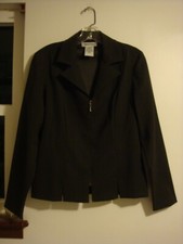 Charcoal Gray Black Ultra Dress New York 8 Split Hem Zipper Blazer Jacket   SALE