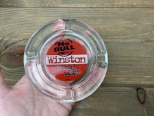Vintage Winston No Bull Glass Ashtray Nothin' But Taste Tobacco Advertising