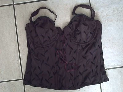 bustier marron elastique brodé de feuillages M/L - Photo 1/3