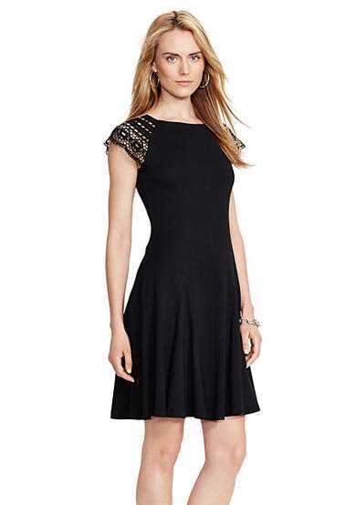 ralph lauren petite lace dress Lauren Ralph Lauren Petite Lace-Sleeve Rib-Knit Dress