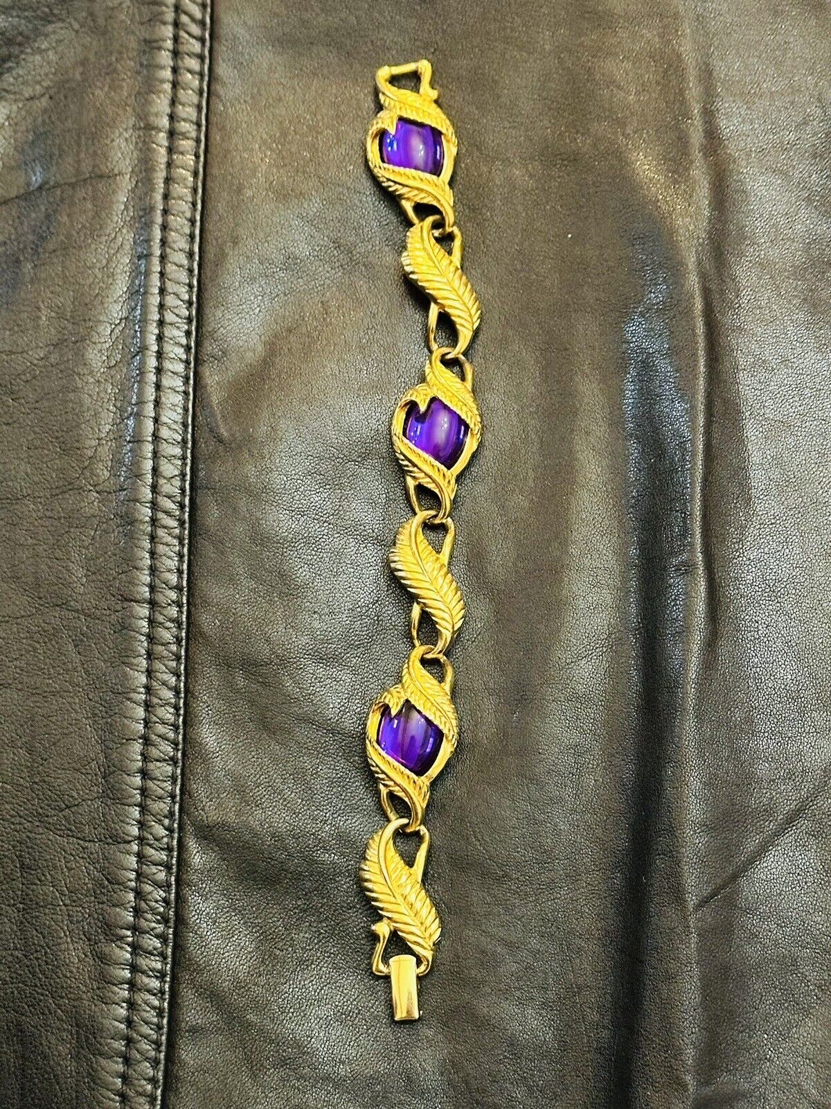 Vintage Trifari Gripoix Amethyst Purple Bracelet … - image 5