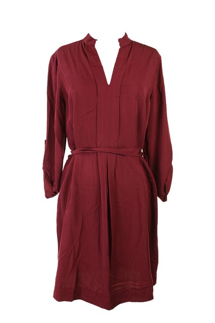 Studio M Wine Roll-Tab-Sleeve Shirtdress M