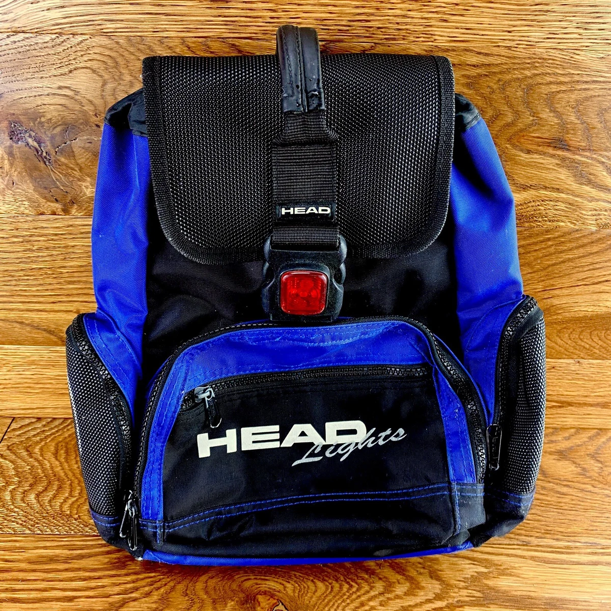 Retro Vintage 90s HEAD lights Black Blue Backpack Bag Biking Accessories School