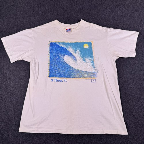 Vintage Islander Mens White Comfortable Surfer St. Thomas T-Shirt Size X-Large - Picture 2 of 21