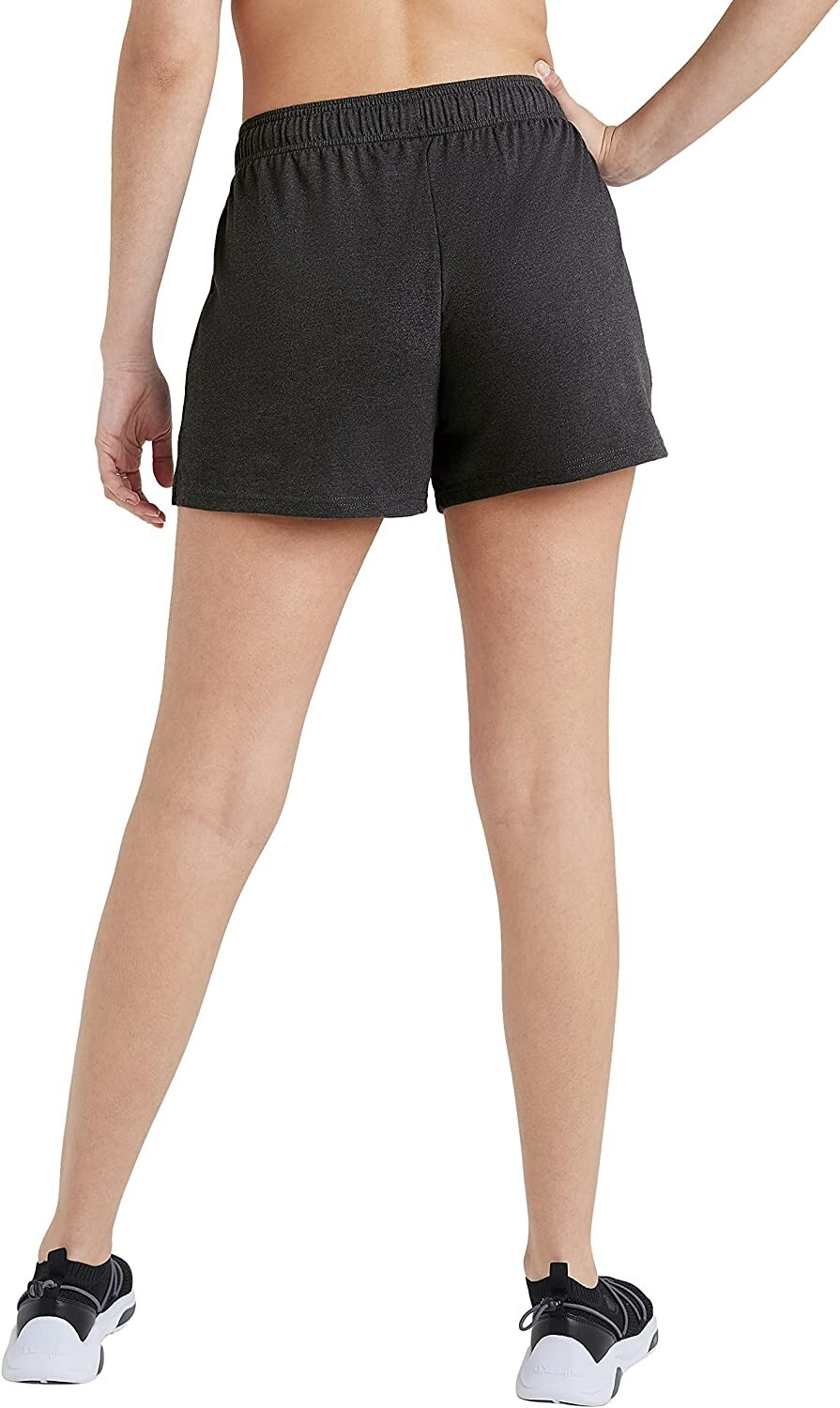 Champion Women's Jersey Lightweight Gym Shorts, Granite Heather, Medium