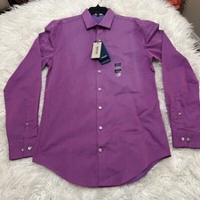 Kenneth Cole Botton Up Shirt The All Day Flex Shirt Slim Fit Purple Small