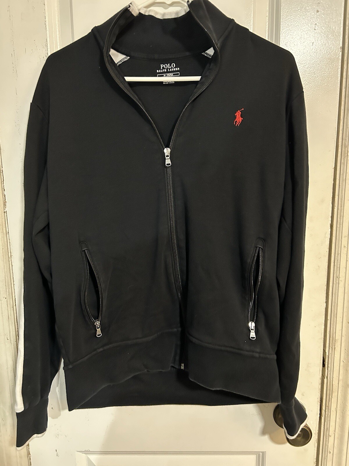 Polo Ralph Lauren Performance Uomo Taglia L Nero Track Jacket Rosso Tasche Pony