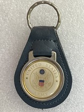 RARE    1970s     UNITED STATES  ARMY LEATHER KEYCHAIN KEYRING KEYFOB   LQQK  