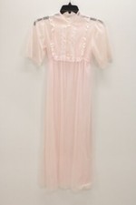 Vintage Peignoir Robe See Through size XS Very Sheer double Chiffon Nylon Pink L