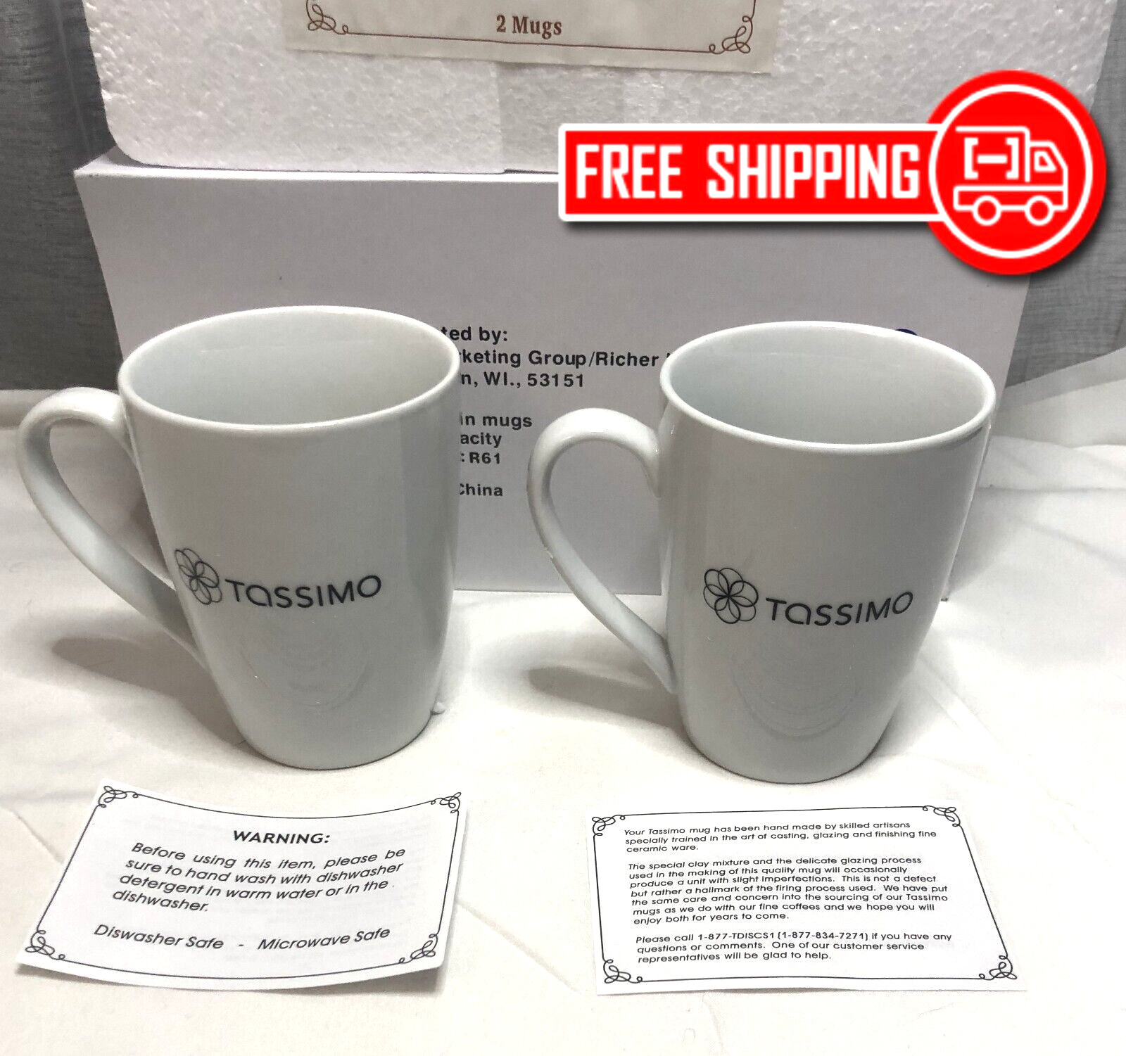 TASSIMO LE PRO CERAMICS White Porcelain Coffee Mug Unique Di