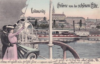 Leitmeritz Litoměřice 1906 Collage von der schönen Elbe Ústecký kraj Böhmen