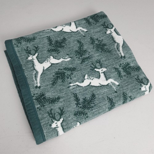 CHAPPYWRAP X The Foggy Dog Green Reindeer Pet Blanket Throw Cotton Poland