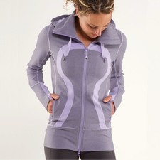 Lululemon Define Jacket Hooded Luon Gray Lavender Size 4 Active Wick Yoga Casual