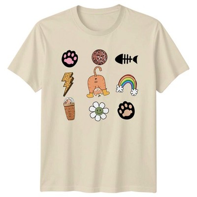 Retro Groovy Cat T-Shirt - Kitten Rainbow Disco 70s Style Tee