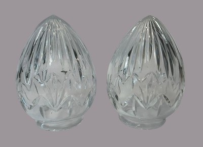 Paar Vintage Pendelleuchten in Ananasform aus geschliffenem Glas 