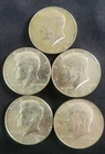 5 U.S. Kennedy Silver Half-Dollars 1965-1968 AU/UNC