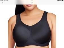 New GLAMORISE SPORTS BRA 40 D. HI-IMPACT Wire Free BLACK, 5 Hook Close G8-12 