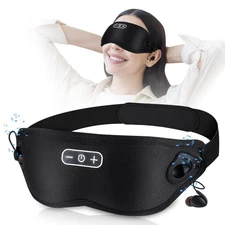 White Noise Sleep Mask, Breathable 3D Soft Eye Mask with Earplugs for Side Sl...