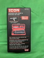 New ICON 35 Piece Locking Flex Head Ratchet & Bit Set Model RXFT-35 (58074)