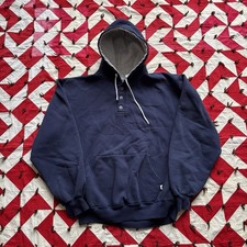 Vintage Russell Athletic Henley Hoodie Mens Large As Is Worn USA Made