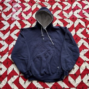 Vintage Russell Athletic Henley Hoodie Mens Large As Is Worn USA Made